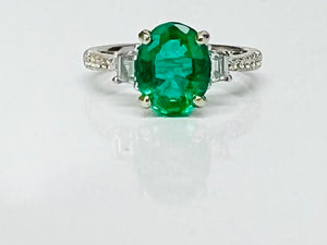 2.19ct Oval Emerald and Diamond Ring