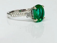 Load image into Gallery viewer, 2.19ct Oval Emerald and Diamond Ring
