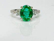 Load image into Gallery viewer, 2.19ct Oval Emerald and Diamond Ring
