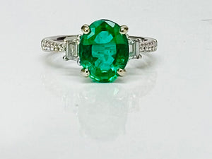 2.19ct Oval Emerald and Diamond Ring