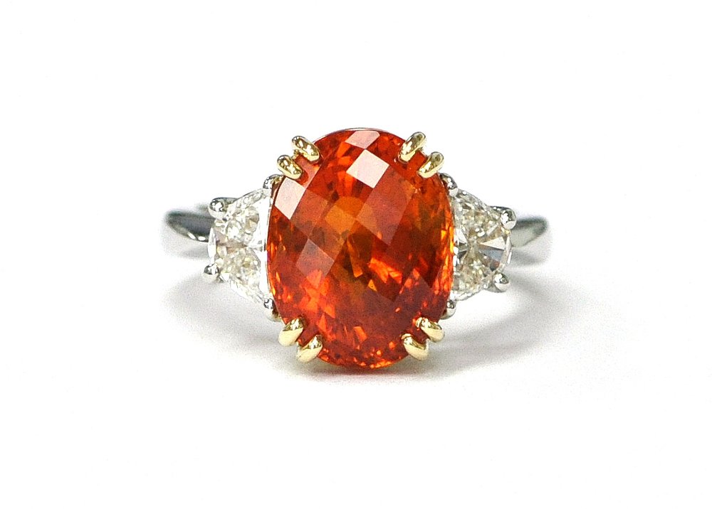 Pumpkin Orange Sapphire and Diamond Ring – Seng Jewelers