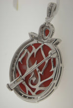 Load image into Gallery viewer, Vintage Style Coral and Diamond Pendant in 18k White Gold
